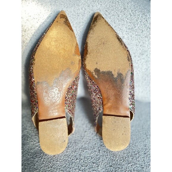 Bimba y Lola Glitter Sling Back Flats Pointed Toe Made In Spain EU 38 US 7.5 - Picture 5 of 10